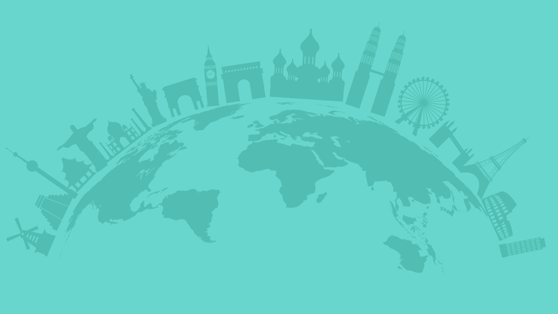 World skyline and globe